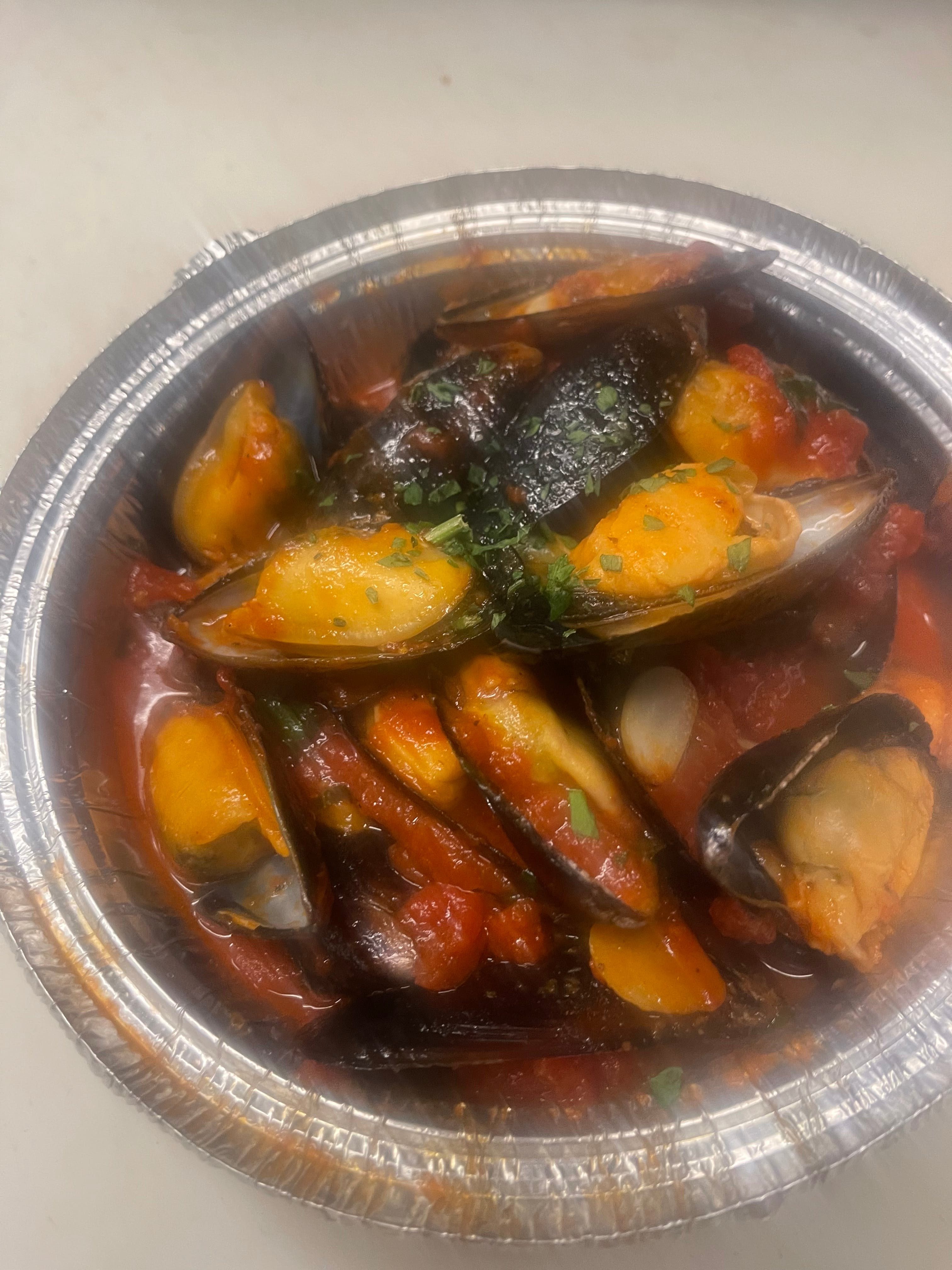 Mussels Marinara with Linguine.